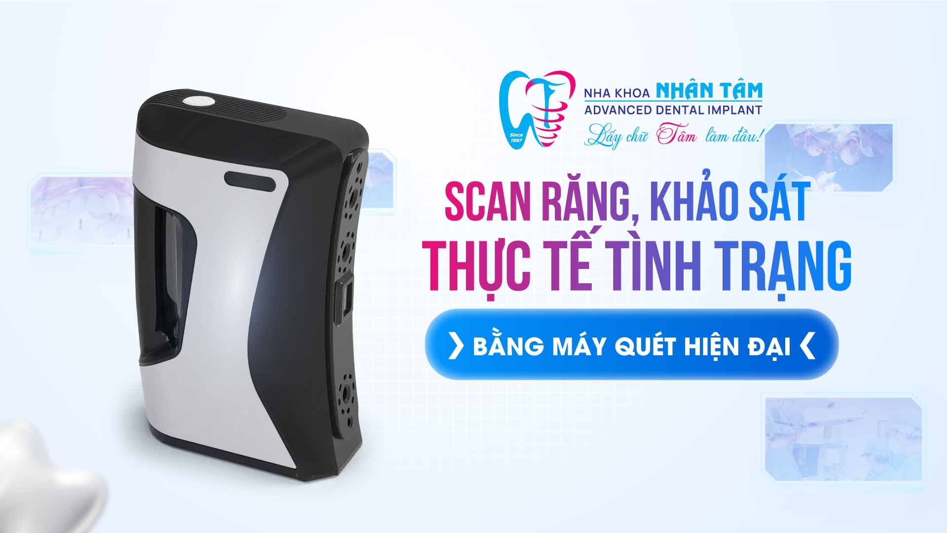 Hình: Scan răng, khảo sát thực tế tình trạng bằng máy quét hiện đại