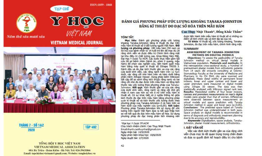 Bài báo của Ths.Bs Cao Thụy Nhật Thanh được đăng trên tạp chí Y học Việt Nam Bài báo của Ths.Bs Cao Thụy Nhật Thanh được đăng trên tạp chí Y học Việt Nam