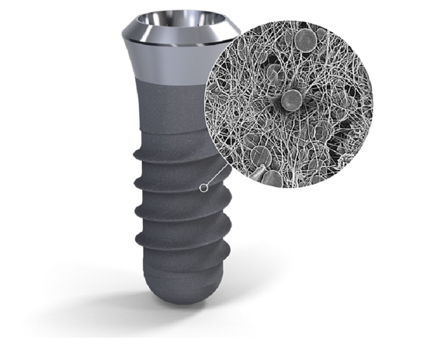 Implant Dentium có bề mặt phủ nhám SLA giúp tích hợp xương hiệu quả